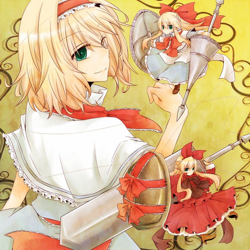 alice margatroid, shanghai doll, and hourai doll (touhou) drawn by yuuta_(monochrome)