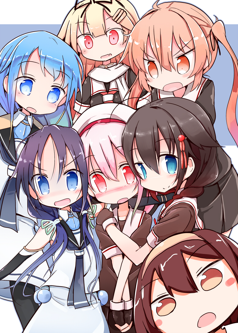 shigure, yuudachi, shigure kai ni, yuudachi kai ni, samidare, and 4 more (kantai collection) drawn by maiku