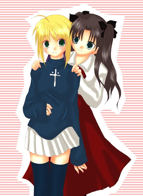 artoria pendragon, saber, and tohsaka rin (fate and 1 more)