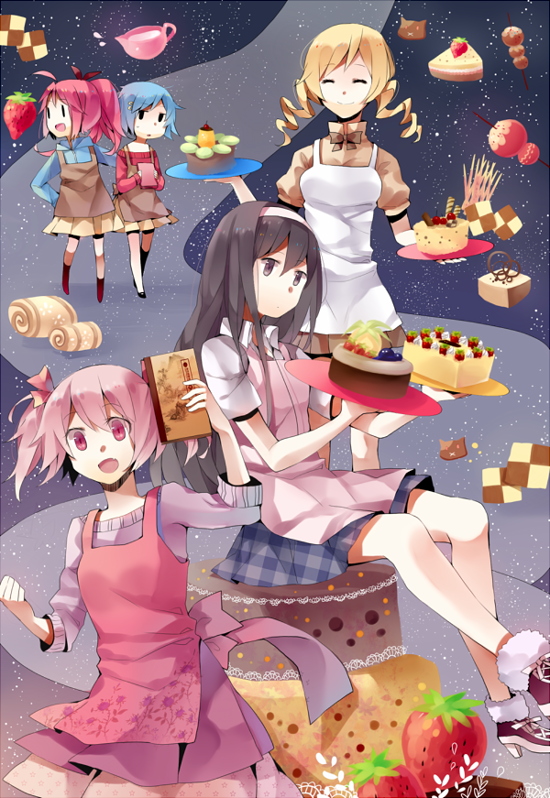 akemi homura, kaname madoka, miki sayaka, sakura kyoko, and tomoe mami (mahou shoujo madoka magica) drawn by tang_elen