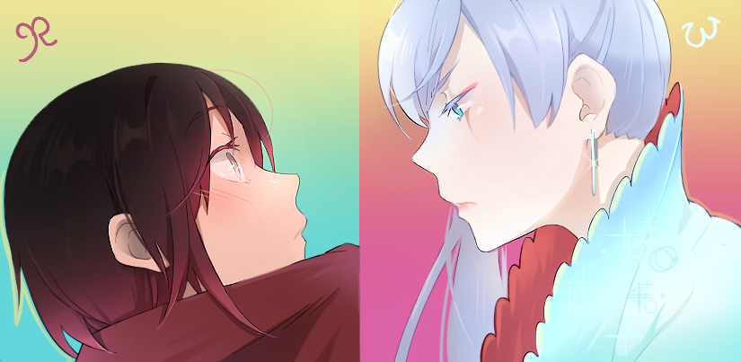 ruby rose and weiss schnee (rwby) drawn by udo_(zzinya)