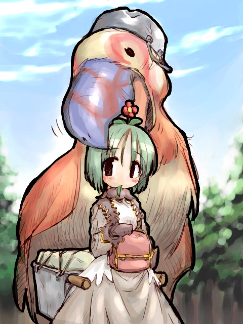 merchant and peco peco (ragnarok online) drawn by suka