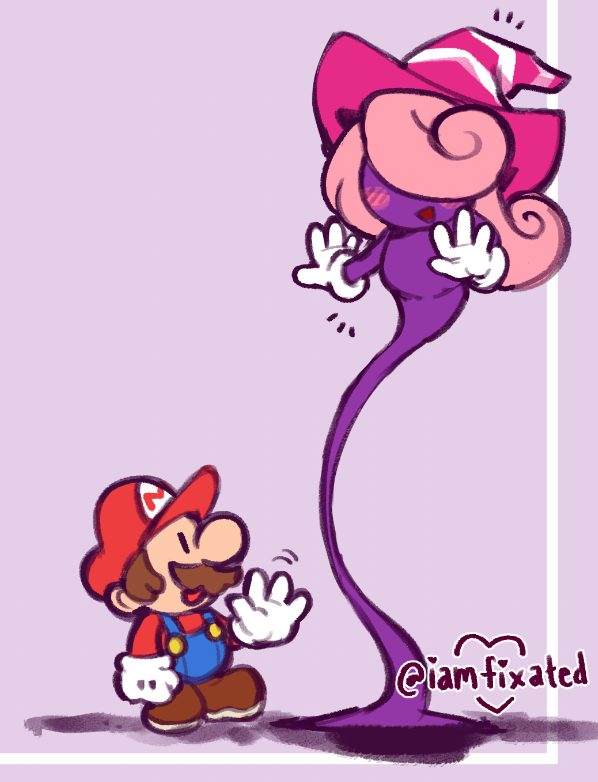 mario, vivian, and paper mario (mario and 3 more) drawn by iamfixated