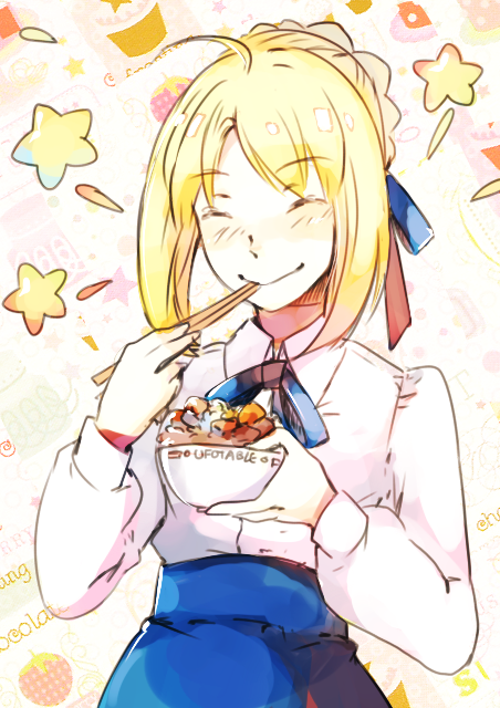 artoria pendragon and saber (fate and 2 more) drawn by ai-wa
