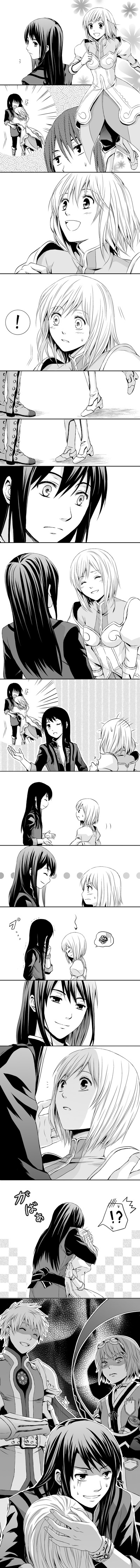 yuri lowell, estellise sidos heurassein, rita mordio, and flynn scifo (tales of and 1 more) drawn by sepe