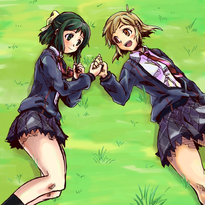 tachibana hibiki and kohinata miku (senki zesshou symphogear) drawn by meruto753