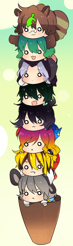 nazrin, hijiri byakuren, houjuu nue, toramaru shou, murasa minamitsu, and 3 more (touhou) drawn by 5p_(xkzhfnzk)