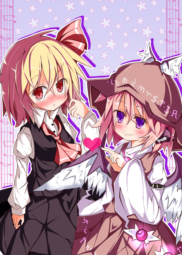rumia and mystia lorelei (touhou) drawn by rurisakura