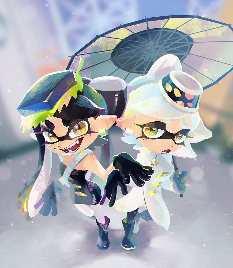 callie and marie (splatoon and 1 more) drawn by ukata