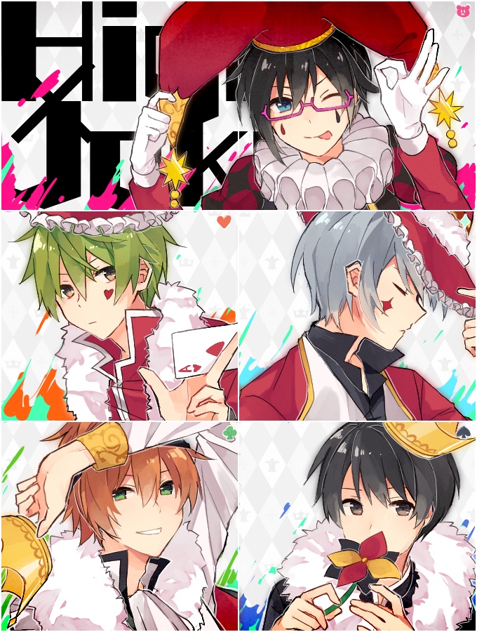 iseya shiki, wakazato haruna, akiyama hayato, fuyumi jun, and sakaki natsuki (idolmaster and 1 more) drawn by amai_kuro