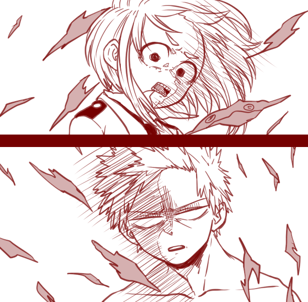 bakugou katsuki and uraraka ochaco (boku no hero academia) drawn by silver_(silverstar)