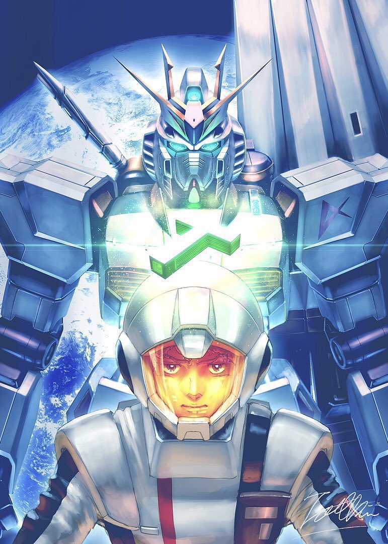amuro ray and nu gundam (gundam and 1 more) drawn by totthii0081