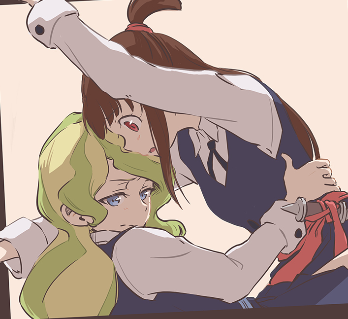 kagari atsuko and diana cavendish (little witch academia) drawn by tonton_(mathcaca24)