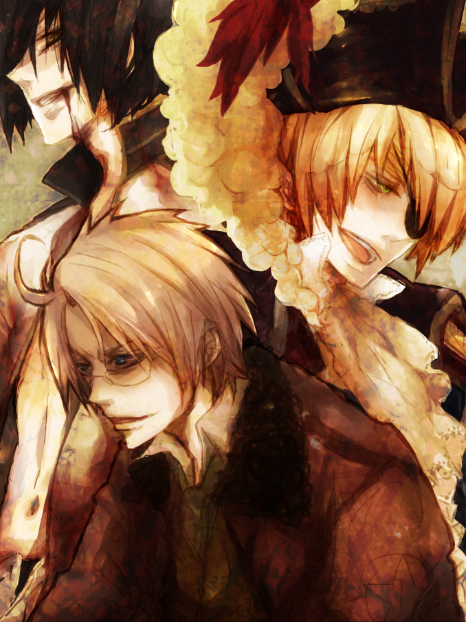 america, united kingdom, and japan (axis powers hetalia) drawn by bambino