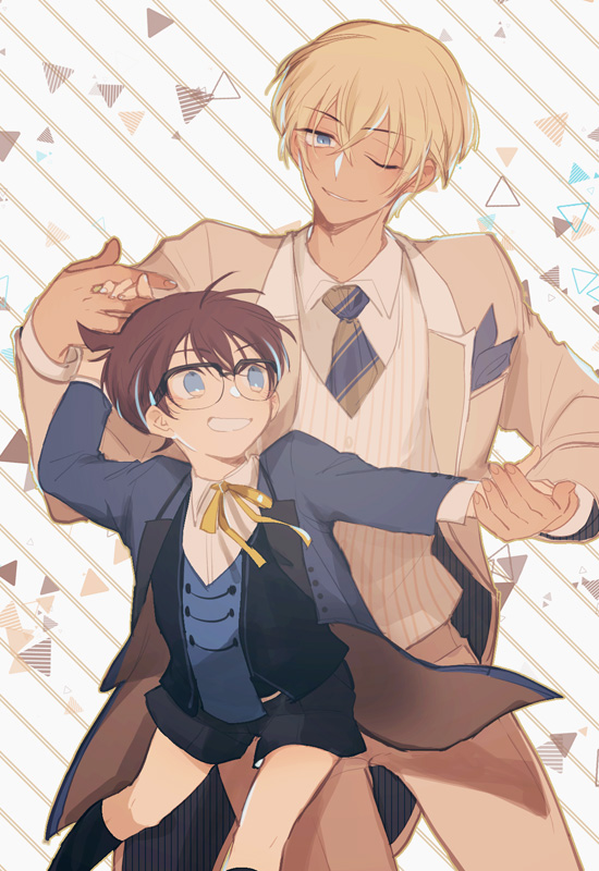 edogawa conan and amuro tooru (meitantei conan) drawn by jikei