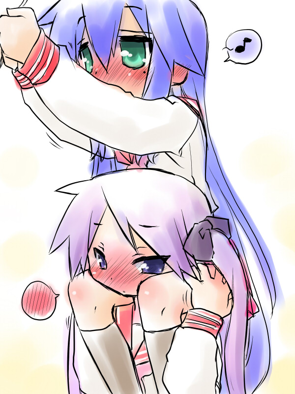 hiiragi kagami and izumi konata (lucky star) drawn by kogaku_kazuya