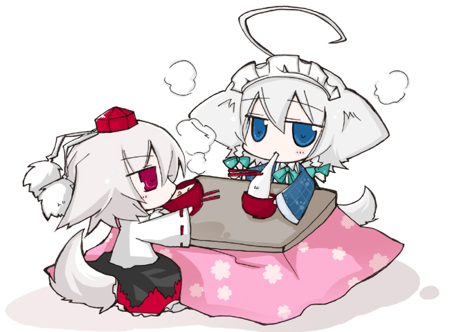 izayoi sakuya, inubashiri momiji, and inu sakuya (touhou) drawn by nejikirio