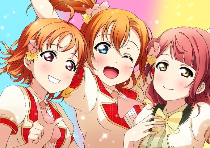 kosaka honoka, takami chika, and uehara ayumu (love live! and 4 more) drawn by kougi_hiroshi