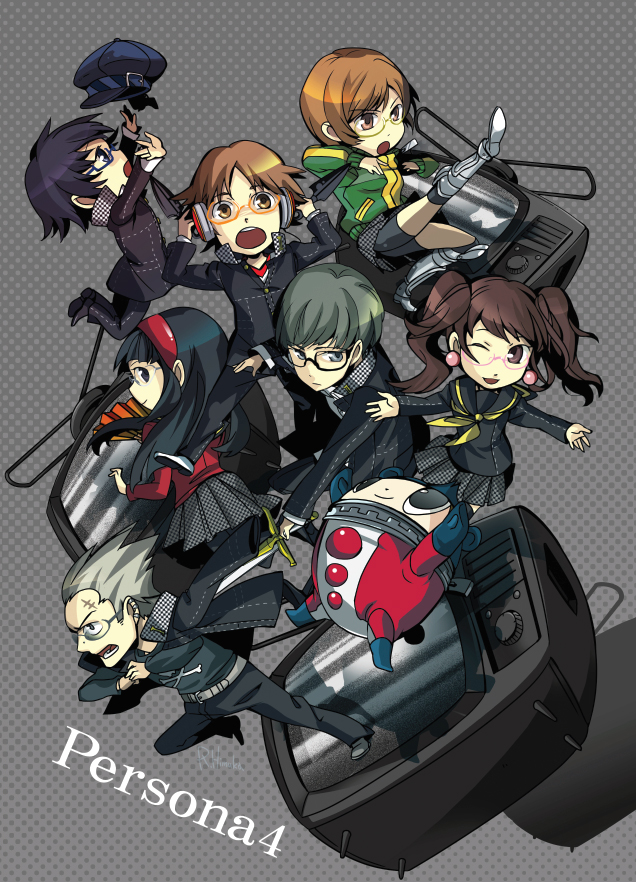 narukami yu, shirogane naoto, satonaka chie, kujikawa rise, amagi yukiko, and 3 more (persona and 1 more) drawn by himuka_roko