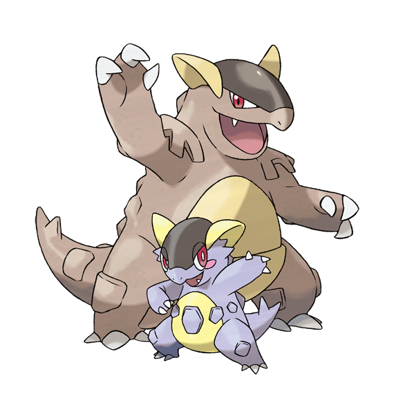 kangaskhan and mega kangaskhan (pokemon and 1 more) drawn by sugimori_ken