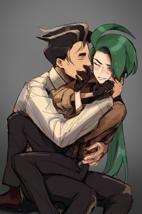 rika and larry (pokemon and 1 more) drawn by nicca_(nicca11y)