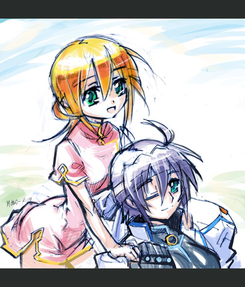 subaru nakajima and ixveria (lyrical nanoha and 2 more) drawn by m_ganzy