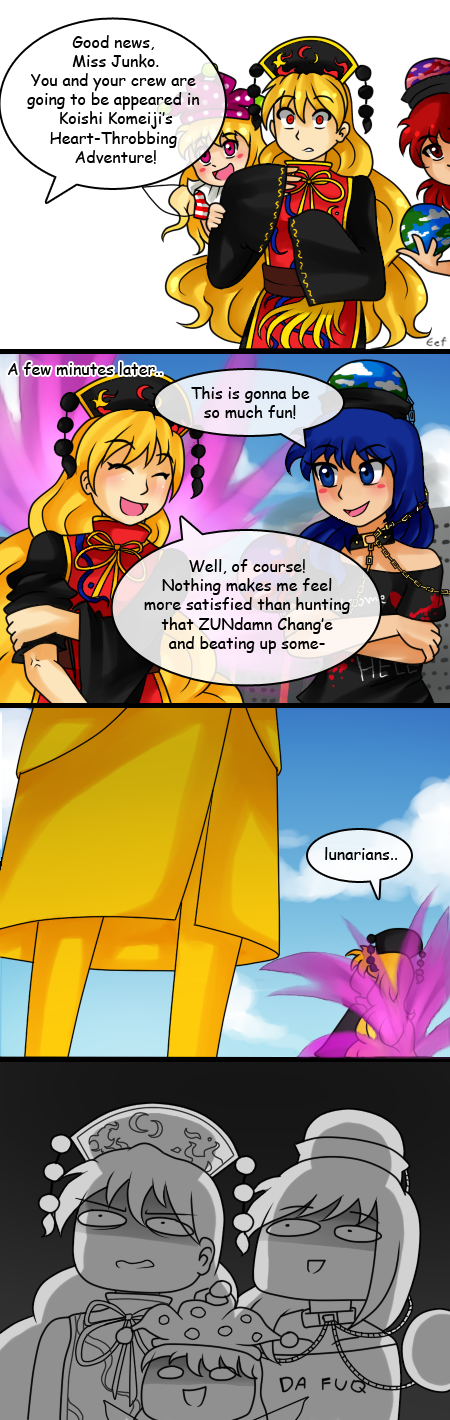 clownpiece, junko, and hecatia lapislazuli (touhou and 1 more) drawn by aimturein