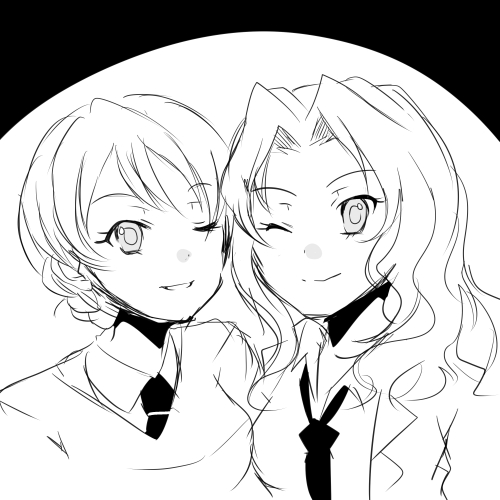 darjeeling and kay (girls und panzer) drawn by chikomayo