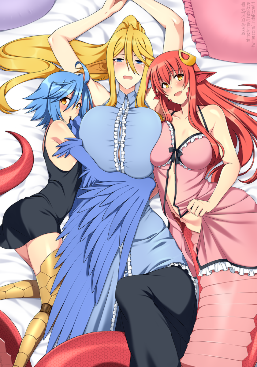 miia, papi, and centorea shianus (monster musume no iru nichijou) drawn by lindaroze