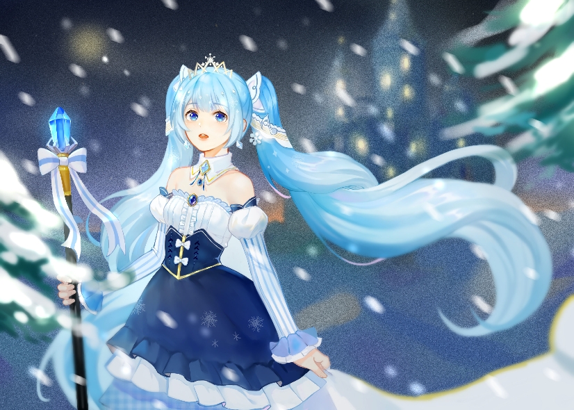 hatsune miku and yuki miku (vocaloid) drawn by negai_(48282230)