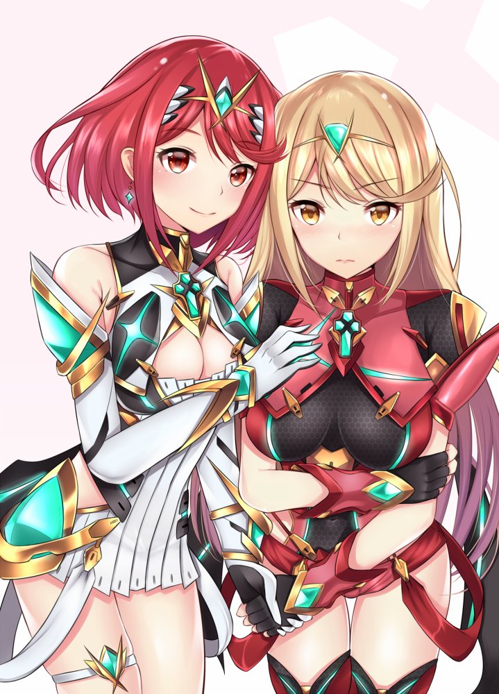 pyra and mythra (xenoblade chronicles and 1 more) drawn by take_(s-wab)