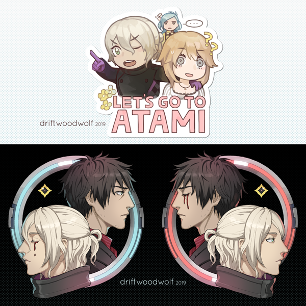 okiura mizuki, aiba, date kaname, falco, and enshu ritsuko (ai the somnium files) drawn by driftwoodwolf