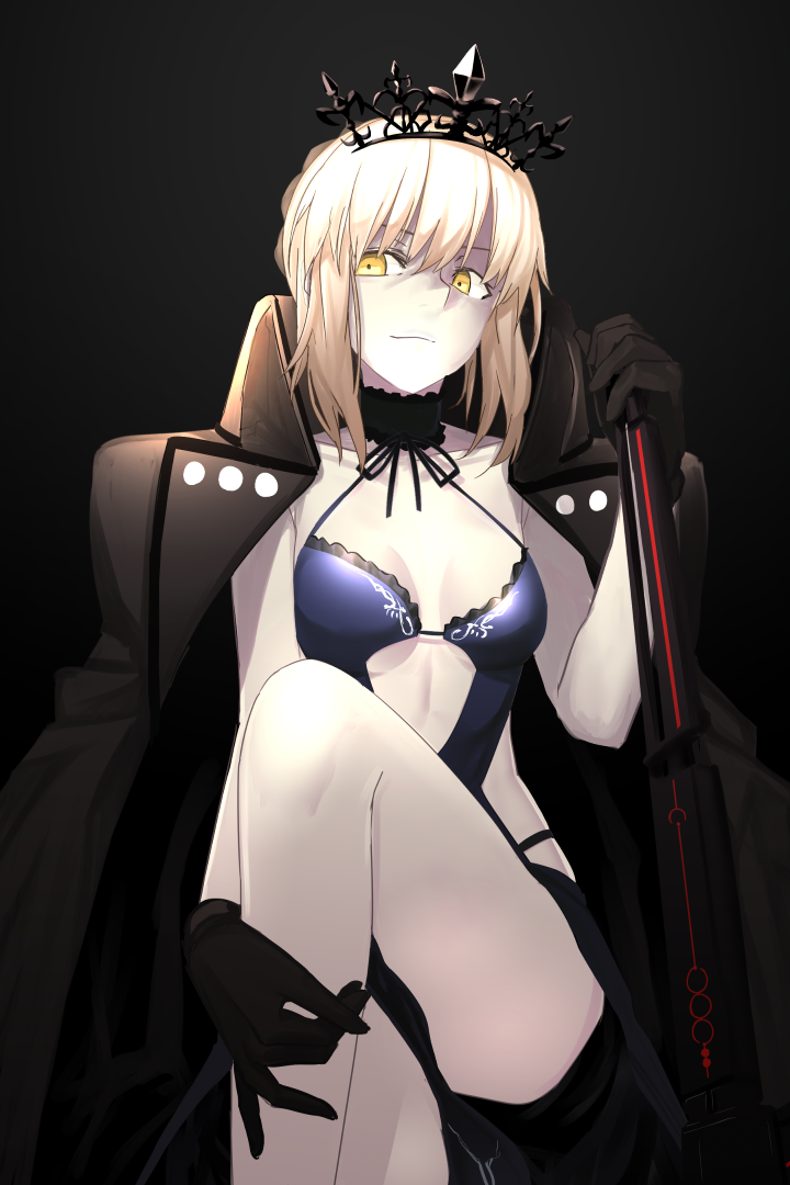 artoria pendragon and saber alter (fate and 1 more) drawn by i-pan