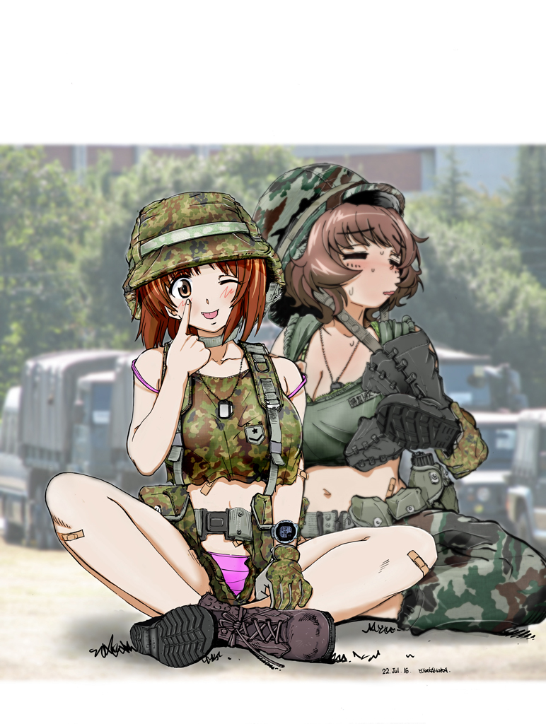nishizumi miho and akiyama yukari (girls und panzer) drawn by nakamura_3sou