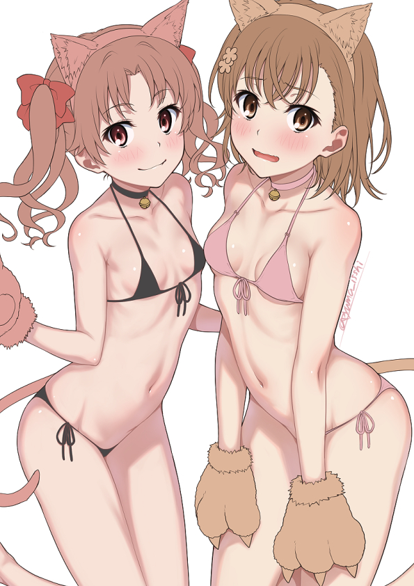 misaka mikoto and shirai kuroko (toaru majutsu no index and 1 more) drawn by isshi_pyuma