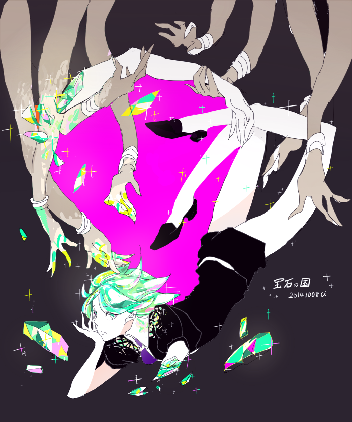 phosphophyllite and tsuki jin (houseki no kuni) drawn by moi_(green1012)
