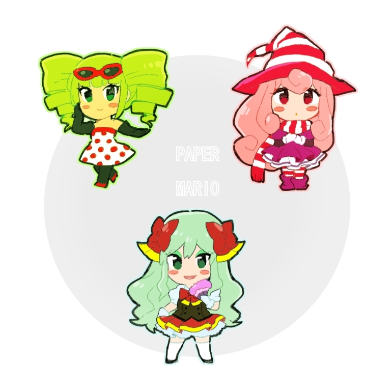 vivian, bow, and mimi (mario and 4 more) drawn by chiimako