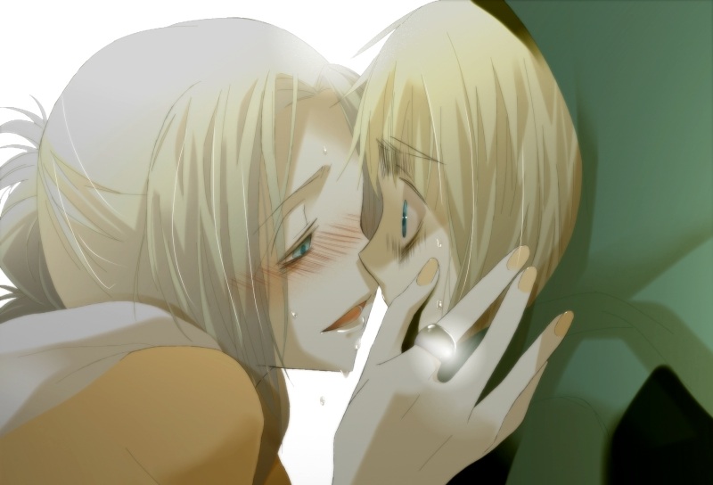 armin arlert and annie leonhart (shingeki no kyojin) drawn by sakakimu