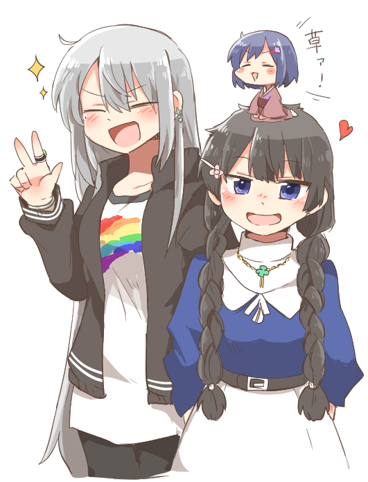 tsukino mito, higuchi kaede, and shizuka rin (nijisanji) drawn by rebecca_(keinelove)