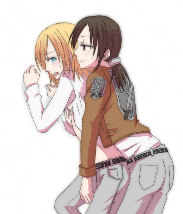 krista lenz and ymir (shingeki no kyojin) drawn by aira_(endless5515)