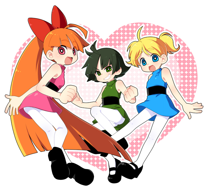 buttercup, blossom, and bubbles (powerpuff girls) drawn by kiri_futoshi