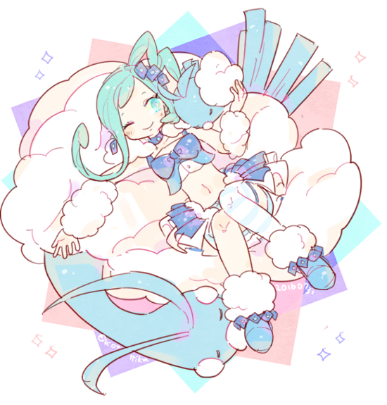 altaria, swablu, and lisia (pokemon and 1 more) drawn by katiko