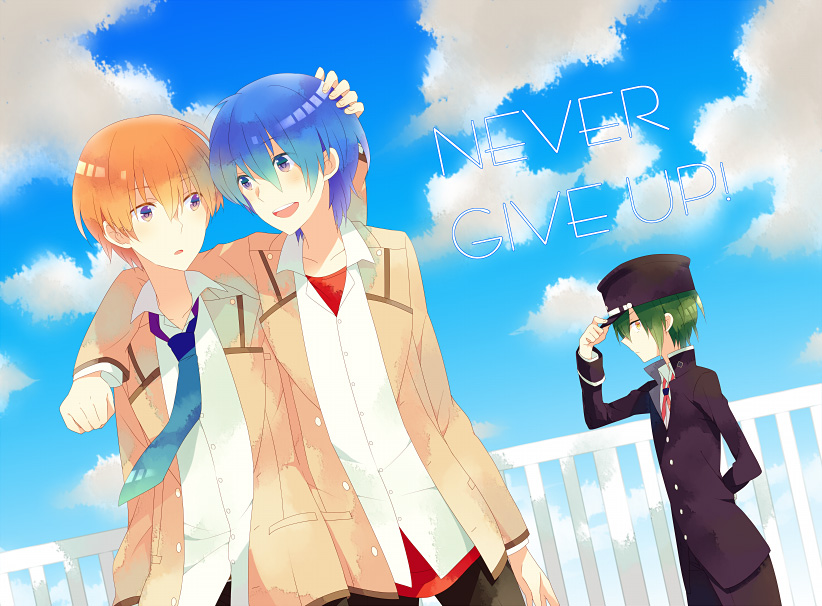 hinata hideki, otonashi yuzuru, and naoi ayato (angel beats!) drawn by tayako
