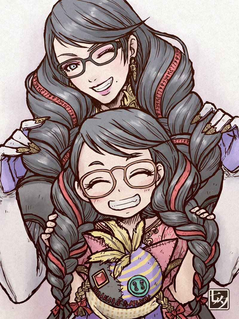 bayonetta and cereza (bayonetta and 2 more) drawn by tanabanata