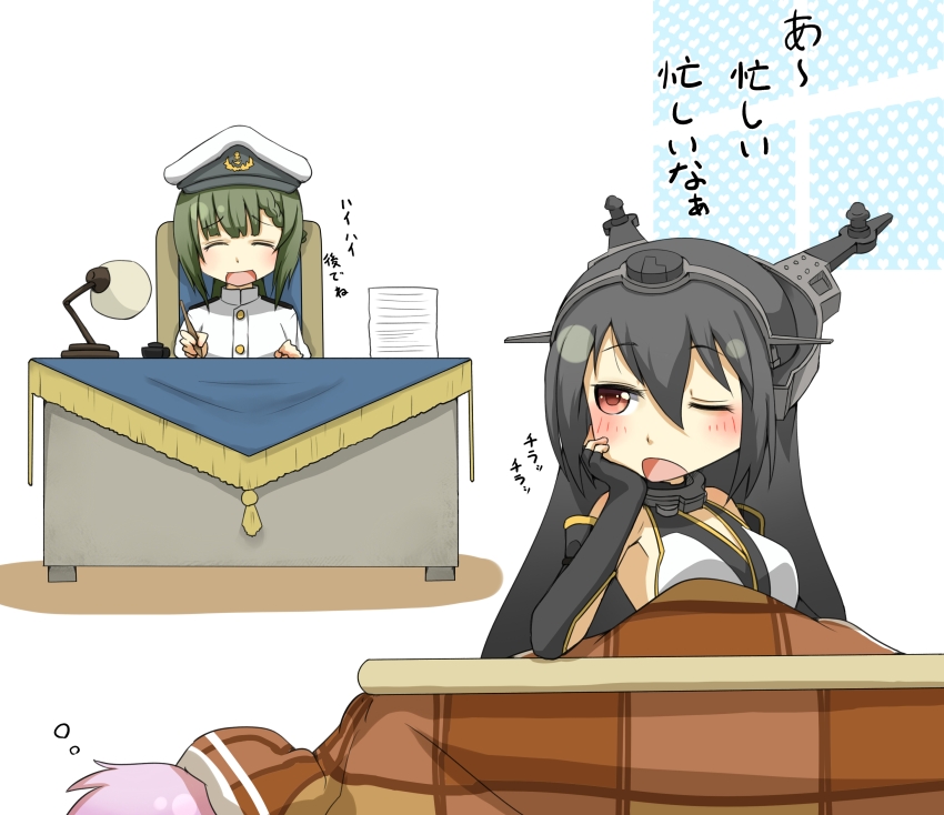 nagato, female admiral, and tama (kantai collection) drawn by b-man