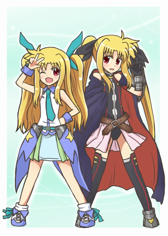 fate testarossa and alicia testarossa (lyrical nanoha and 1 more) drawn by reverse_(bluefencer)