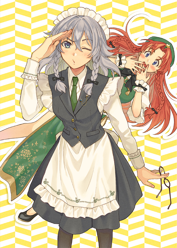 izayoi sakuya and hong meiling (touhou) drawn by nazuki_nazu