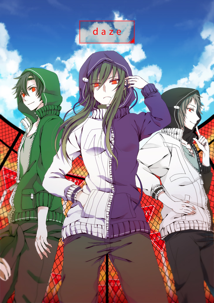 kido tsubomi, kano shuuya, and seto kousuke (kagerou project and 1 more) drawn by shidomura