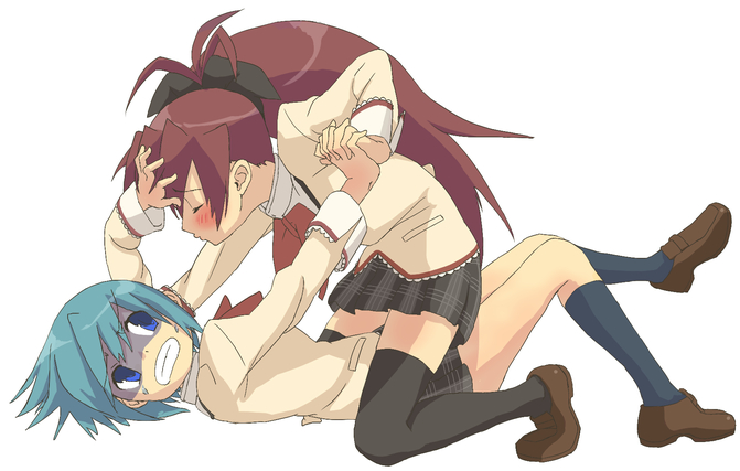 miki sayaka and sakura kyoko (mahou shoujo madoka magica) drawn by serohan