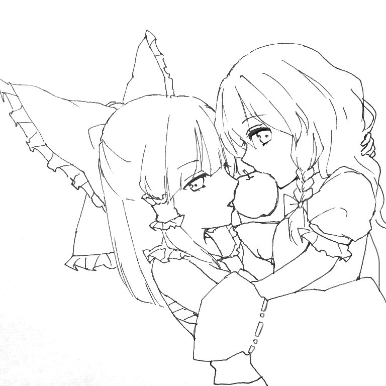 hakurei reimu and kirisame marisa (touhou) drawn by yururi_nano
